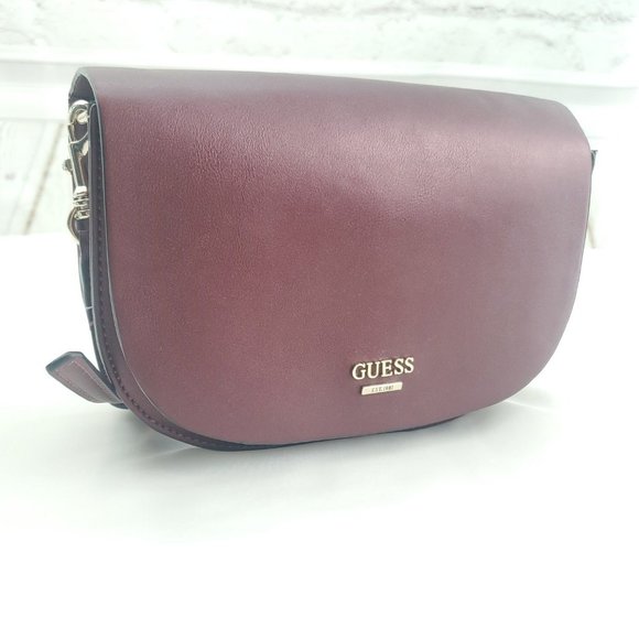 Guess Womens Plum Flap Front Detachable Strap Retro Crossbody Handbag Pu… - Picture 2 of 12